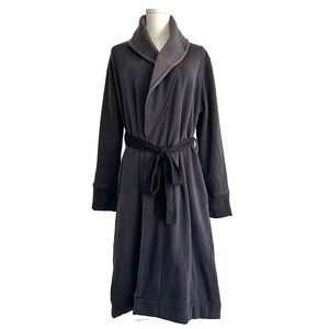 UGG Duffield Robe Womens M Gray Double Knit Fleece Shawl Collar Cozy Pockets